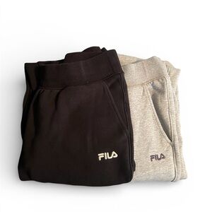 2 Pairs of Fila Women’s Jogger Pants - Black & Heather Gray Size Large